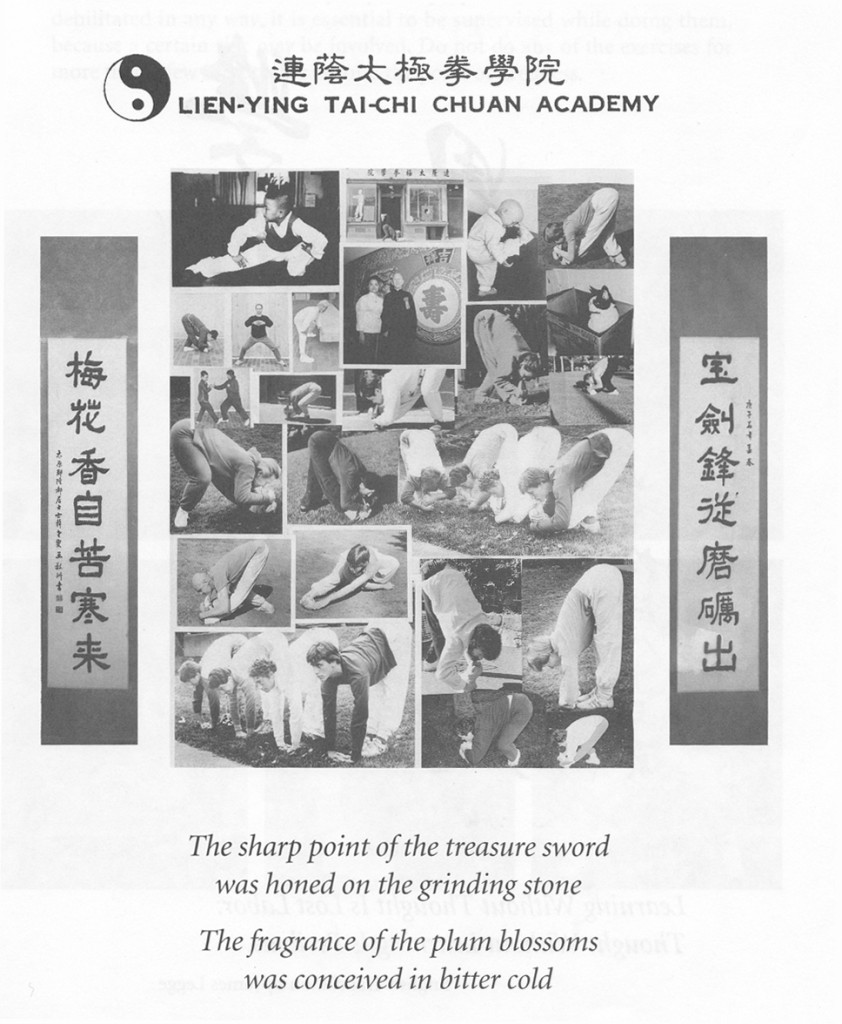 Your instructor is on the bottom left and 3rd from bottom right in white pants and dark shirt. Note: these shots date back to 1985 at the latest.